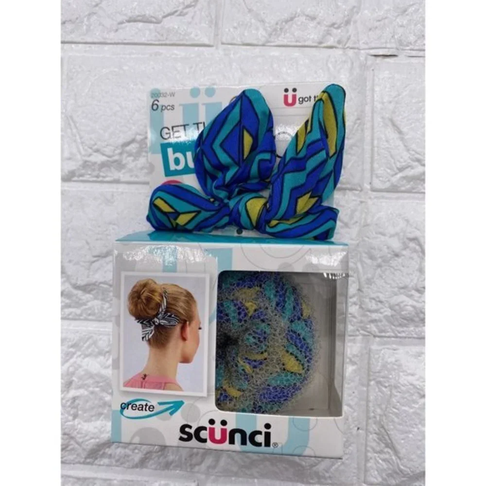 Scunci Hair Bun Maker Accessory 6 pc Kit -Women’s -Girls -Donut Ring Shaper + Bo